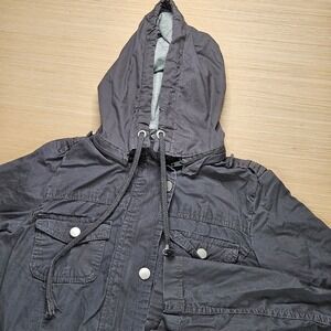 Womens Utility Anorak Jacket Removable Hooded Gray Size M YMI Collection